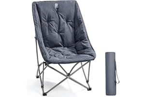 EVER ADVANCED Luksusowe krzesło kempingowe, składane, 6 cm, wyściełane, obciążenie 120 kg, małe wymiary po złożeniu, bardzo wysokie oparcie, przenośne krzesło składane na kemping, do ogrodu, na