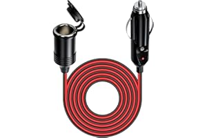 QTMMC 12V/24V Car Cigarette Lighter Extension Cord, 13FT/4M 16AWG Car Charger Extension Cable with 15A Fuse and LED Lights Heavy Duty Male to Female Socket Adapter for Trucks, Vans, RVs, Tire Inflators