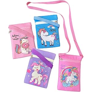 Le Delite Unicorn Mini Crossbody Sling Bags, Pack of 10 pieces, Soft Plush Velvet Material,Multicolor I best birthday party return gifts I kanjak navratri gifts for girls