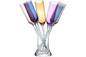 Relsy Set 6 Bicchieri Metallizzati Sfumati - Set Elegante di Bicchieri Senza Stelo con Portabicchieri - Perfetto per Feste con Champagne, Vino o Prosecco