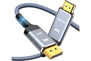 Highwings 4K DisplayPort to HDMI Cable 3Meter, Display Port to HDMI Port, [Gold-Plated, Aluminium Shell] DP to HDMI Cable, Nylon Braided Lead, Compatible for Monitor, Projector, Laptop, Desktop etc.