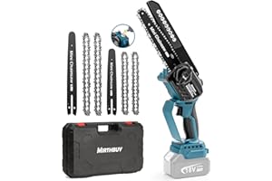 MIRTHBUY Mini tronçonneuse électrique sans fil 6 et 8 zoll, compatible avec batterie Makita 18V, sans balais, système de lubrification amélioré, tronçonneuse pour coupe de jardin（Sans batterie）