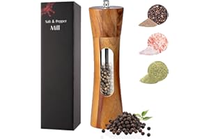 NATNAV Moulin à Poivre manuel en Bois pour Poivre, Broyeur en Céramique Grossièreté Réglable,Accessoire de Cuisine Raffiné pour Moudre les épices, le Cumin, le Sésame, le Paprika