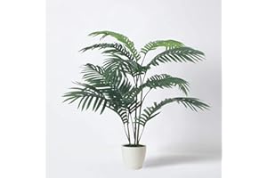 TRADALA ARTIFICIAL TREES Tradala 3’ Lush Artificial Tree in White Pot - Palm 90cm / 3ft Tall with Real Wood Trunk - For Home Living Room Indoors