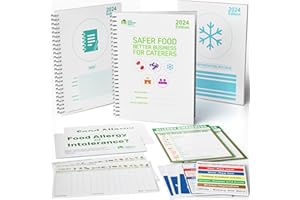 THEORY TEST AUTHORITY Safer Food Better Business 2024, including Food Hygiene Record Book and Food Allergy Signs and Kitchen Safety Signs, Comprehensive Food Safety Book Kit for Caterers Restaurants and Takeaways