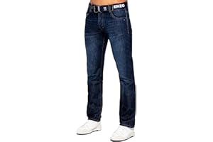 989ZÉ ENZO Pantalon Jeans Coupe Classique Coton Homme avec Ceinture