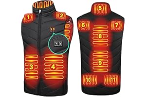 NOGOX Gilet Riscaldato Gilet Riscaldante con Gilet Termico Invernale USB Elettrico a 3 Temperature Regolabili Caldo per Escursioni in Campeggio all'Aperto (Batteria Non Inclusa)(Size:Large,Color:Nero)