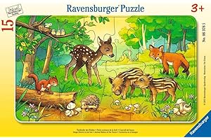 Ravensburger Kinderpuzzle - 06376 Tierkinder des Waldes - Rahmenpuzzle für Kinder ab 3 Jahren, mit 15 Teilen