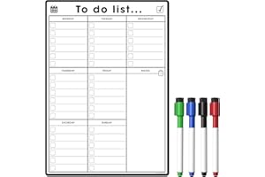 The Magnet Shop A4 Magnetic to Do List and Weekly Planner - Organise Your Chores, Housework, Office and Business Tasks with Our Dry Wipe Boards! with 4 Magnetic Whiteboard Pens