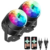 Neewer 2er Pack Disco Ball Party Licht Sound Aktiviertes Strobe Licht mit Fernbedienung DJ Beleuchtung Led 3W RGB…