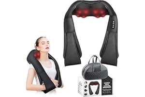iKristin Neck Massager, Deep Tissue 3D Kneading Shiatsu Massager for Shoulder Neck and Back Waist Foot Leg Back Massager with Heat Use at Home Office Car，Birthday Gift for Women Men Mom Dad - with Bag