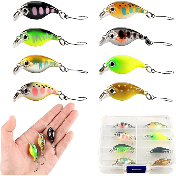 8 Leurres Flottants Mini Wobblers - Appâts Pêche Truite, Perche - Avec Hameçon Simple, Pour Eau Douce Et Salée