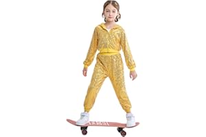 LOLANTA Dziecięcy kostium do tańca hip-hopowego cekiny odzież do tańca ulicznego zestaw kurtek spodnie