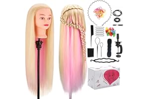 Professionale Testa per Parrucchieri, MYSWEETY 100% Sintetica Capelli Cosmetologia Manichini Parrucchiere Pratica Formazione Modello Con Set di treccia & morsetto, 29'' 73.6cm