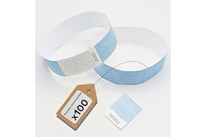 EUROPABAND Lot de 100 Bracelets Tyvek Indéchirables et Imperméables Sans Marquage - Pour identification lors d'évènements et de Soirées - Robuste, Fermeture Adhésive 19 x 250 mm