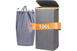 UNICTOP Pfandflaschen Sammelbehälter Grau - 100L herausnehmbaren Behälter Leergut & Altglas Aufbewahrung - Flaschensammler Küche Wäschesortierer-pfandflaschen sammelbehälter für Balkon, Garage, Party