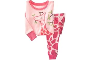 Tkiames Girls’ Pyjamas with Giraffe Design, Cotton, Long Sleeve Pyjamas