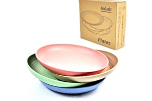 NowCooks Unbreakable Plates Set of 4, UK/EU Tested, Plastic Plate, Perfect for Parties, picnics, Camping and Caravans, Safe for Kids & Adult (Original, Large)