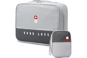 feyiubmen Medicine Bag, Medicine Box, Large Capacity Storage Boxes, Home Portable Storage Box, Waterproof Toiletry Bag, Wash Bag, Travel Toilet Bag (Green, Large + Small), The Grey., Modern