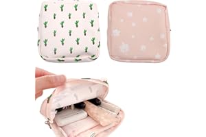 DONLEEVING 2 Pack Sanitary Napkin Towels Storage Bag Portable Pantyliners Bag with Zipper Makeup Bag with Zipper for Women Girls Ladies