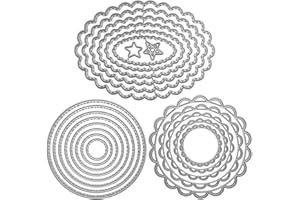 FineGood, set di 3 fustelle in metallo per goffratura, stampi per lavori fai da te, per realizzare biglietti, album di ritagli, decorazioni, motivi: fiori, cerchi, ovali