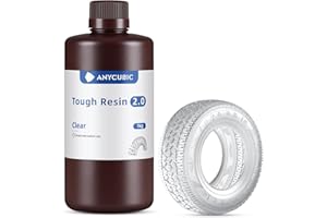 ANYCUBIC Résine Résistante 2.0 pour Impression 3D, Tough Resin 2.0, Résine à Haute Ténacité, Faible Odeur, Résine Photopolymère Rapide UV 405nm pour imprimante 3D LCD, Transparent 1000g