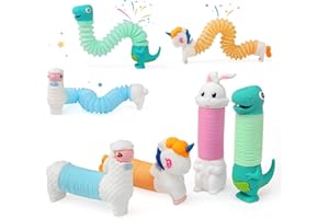 JoyPlus Juguetes Sensoriales de Tubos Pop, 4 Piezas Juguete de Tubo Telescópico para Niños, Juguete Antiestrés de Tubos Pop, Juguetes Sensoriales de Tubo Elástico para Aliviar el estrés y la Ansiedad