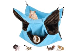 QEEROYO Hamaca Colgante de Animales Pequeños, Hamster Hamaca Pequeño Acogedora, 3 Capas Hamaca Hámster, Hamaca Pequeña para Mascotas, con Ganchos, para Mascotas para Hurón, Rata y Otros Animales Pequeños
