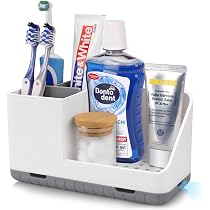 Zahnbürstenhalter Aus Karbonstahl – Badezimmer-Organizer Mit Ablage, Weiß (M: 25x9x11,5 Cm)