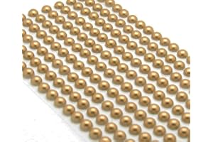 Syntego 400 perlas autoadhesivas de 0.236 in, pequeñas perlas redondas adhesivas, adorno (oro)