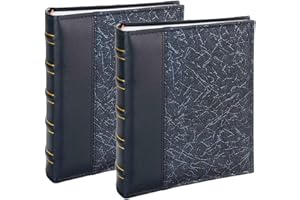 VICTORIA COLLECTION Beautiful 6x4 Photo Album - Aesthetically Designed Fotoalbum for 200 4x6 Size Pictures | Easy to Use Slip In Method with Lasting Pockets & Extra Space for Memos (Blue Abstract x2)