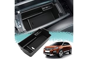 ZCLINKO Compatible avec Peugeot 3008 5008 GT Line Hybride 2016-2021 2022 2023 2024 Voiture Boîte de rangement,Accoudoir Plateau Console Centrale pour Accessoires avec Tapis Antidérapan (Noir)