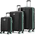 Safari Thorium Neo 8 Wheels 55,66 and 77 Cm Small,Medium and Large 4 Wheel Inline 3 Trolley Bags Hardshell Case Polycarbonate 360 Degree Wheeling System,Black
