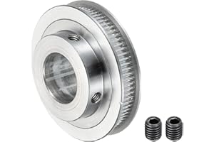 sourcing map 80 Dientes 20mm Interior Diámetro Distribución Polea, Aluminio Sincrónica Rueda Plata con Tornillo M5 para 3D Impresora Correa, CNC Máquina