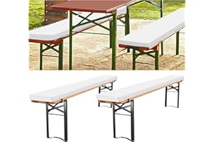 LYAFS 2 Stück gepolsterte Bierbankauflagen für Bierzeltgarnitur 220 x 25 x 3 cm XL Bankauflage waschbar mit Reißverschluss für Biertisch & Party Festzeltgarnitur (weiß, wasserabweisend)