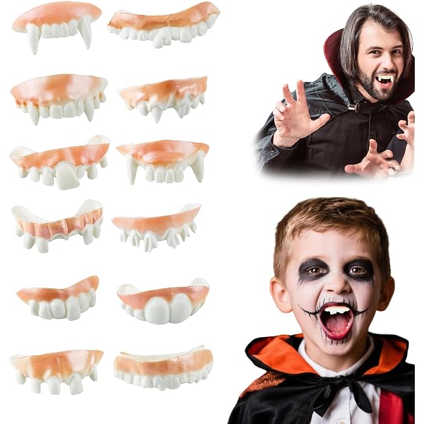 Dentaduras Postizas De Vampiro Para Halloween - 3 Juegos De Colmillos Retráctiles Con Encías Rojas, Realistas Y Reutilizables