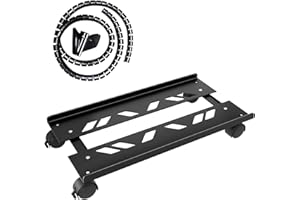 Support PC portable Hmfmdy en acier - Support réglable universel avec roulettes pivotantes verrouillables - Chariot de CPU sous le bureau