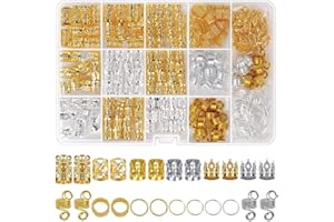 DKDXID 262pcs Dreadlocks Schmuck Gold Haarringe Schmuck Braid Hair Jewelry Braids Clip Hair Cuffs Metall Jewellery Hair Rings Braid Charms Hair Accessories Women Braids Rastazöpfe Schmuck Haarspiralen