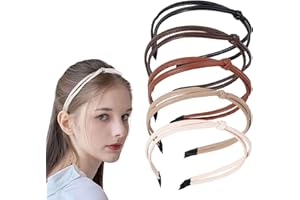 Wbgraceful 5 Pcs Thin Leather Headbands for Women, Cute Knotted Head Bands for Women’s Hair Fashion Kont Headband, Knotted Thin Headband Pure Color Headbands for Women, Girls Fashion Hair Accessories