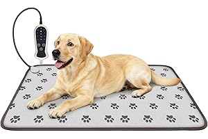 GOLOPET Extra Large Dog Heating Pad 47x30 in Waterproof Heated Dog Bed Smart Thermostat Switch, Whelping Supplies, Adding Wire Rope Wires Puppy Heating Pad Mat Paw Print