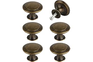 VARHHUXHA 6 Stück Schrankknöpfe Vintage, 30mm Bronze Möbelknöpfe Schubladenknöpfe Vintage, Schranktürknöpfe Küchenschrankgriffe Runde Kommodenknöpfe für Möbel Kommode Schränke Garderoben (Bronze)