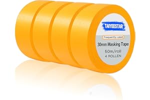 Taiyeestar 4 Rolls Painter's Masking Tape, Gold Tape Tape, Professional Masking Tape for Painter's Tape, Masking Tape, Painter's Tape, Washi Tape, Gold Paper Tape, Self-Adhesive (30 mm x 50 m)