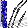 Rooppa Windshield Wiper Blades Original Equipment Replacement for 2009-2018 Dodge Journey (U/J Hook, 24in, 19in, 12in) - Set of 3 Wipers