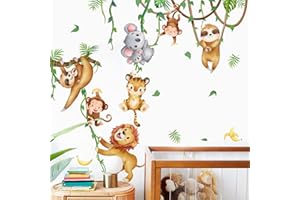 CFIBGDK Jungle Animals Wall Decals Peel and Stick Monkeys Tiger Wall Stickers Vinyl Art for Bedroom Kids Room Nursery Daycare Playroom Wall Décor (Style-d)