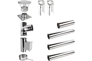 WELTLUX Edelstahlschornstein Einwandig SET 4,5m; Schornstein Bausatz Kamin Ofen 0,6 (Set: 4,5m, Ø 130 mm)