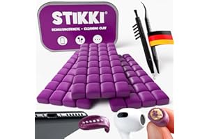 STIKKI Reinigungsknete für Handy & Kopfhörer - Profi Reinigungsset inkl. Bürsten & Ladebuchsen Tool für USB-C & Lightning (z.B. iPhone), Reinigt schwer erreichbare Stellen, Ideal für Airpods & mehr