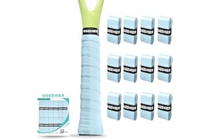 Ogeenier Tennis Racket Grip Tape, 12 Pack, Absorbent and Anti-Slip Badminton Squash Racket Grip, Precut Soft Racquet Padel Overgrip Tape