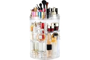 BOXALLS Organizzatore di trucco, espositore cosmetico girevole da 360 gradi, organizer per vanità regolabili Scaffale da bagno organizer cosmetico da bancone, contenitore cosmetico trasparente, cristallino