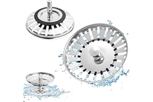 PRZRAO 2 Pezzi Tappo Lavandino Cucina, 84mm Tappi Lavello Cucina, Filtro per Lavello in Acciaio Inossidabile, Filtro Lavello Cucina, Tappi Lavello Cucina, Tappo Cestello per Lava, Filtri per Lavello Cucina