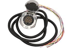 Effitnee 13-Pin Trailer Socket with 2 m 13-wire Cable Waterproof Trailer Socket Wiring Harness 13 Pin Pre Wired Vehicle Cable Easy to Install